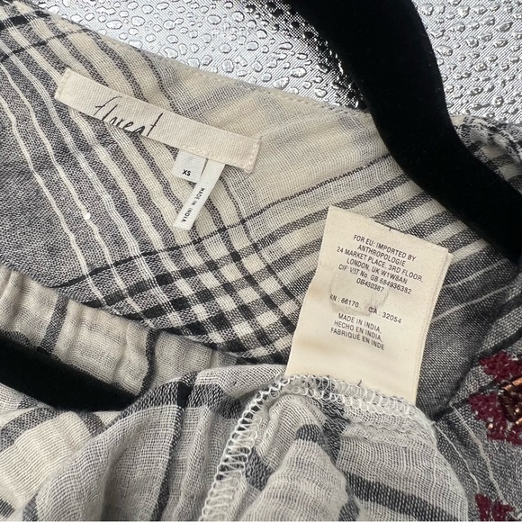 Anthropologie Floreat Plaid Floral Embroidered Flannel Tunic Blouse Shirt XS - Picture 11 of 13